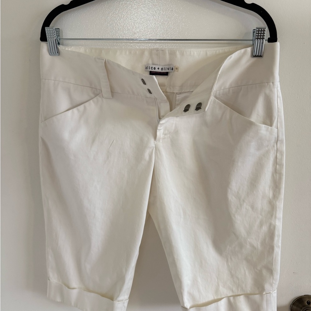 Alice + Olivia White Bermuda Shorts